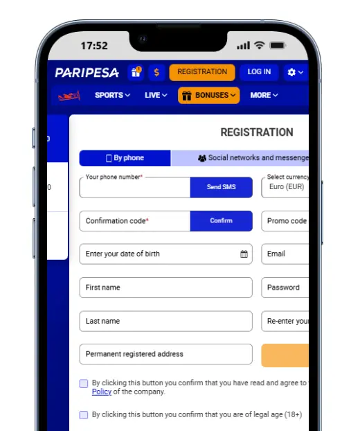 Inscription Paripesa via l’Application Mobile